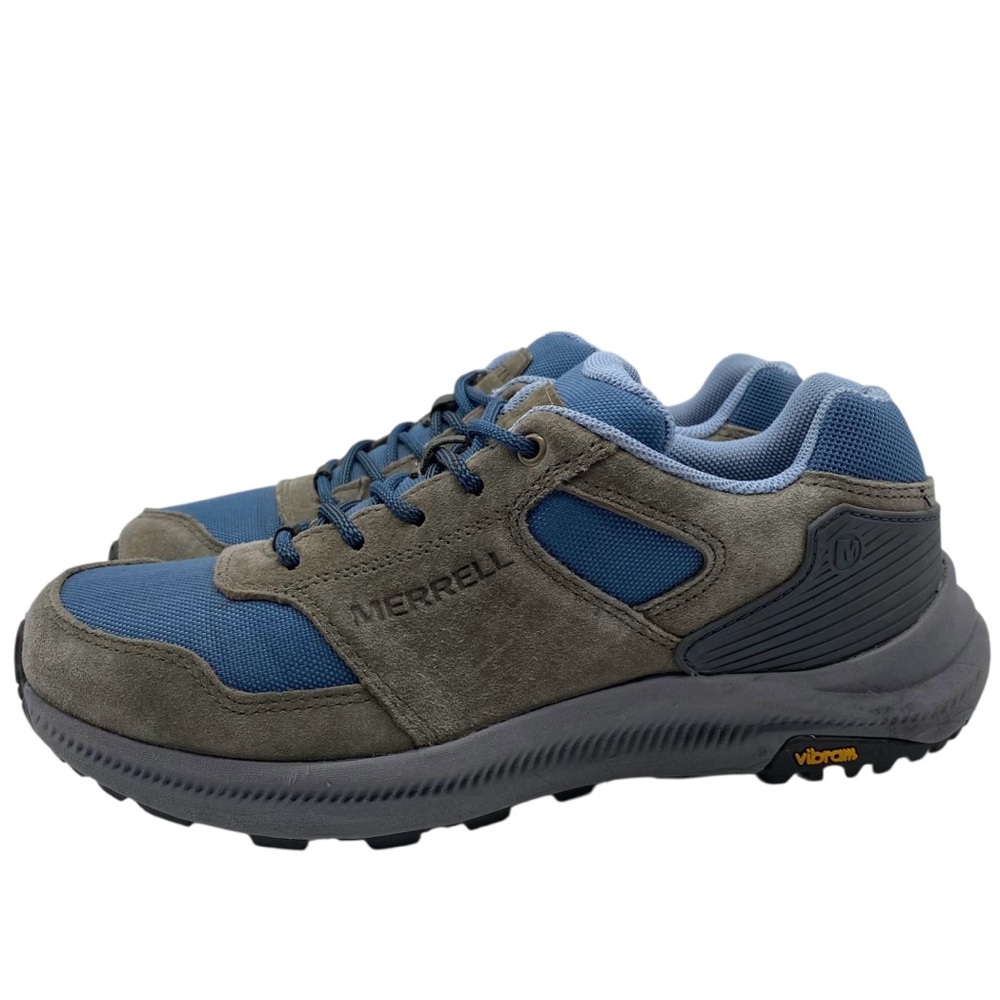 Merrell Womens Hiking Shoes Sz 7.5 Olive Green Blue Suede Low Top Vibram Outdoor - Picture 13 of 13